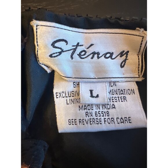 Pisces Black Beaded Silk Sequin Evening Top Large Formal Vintage Design - Picture 3 of 6